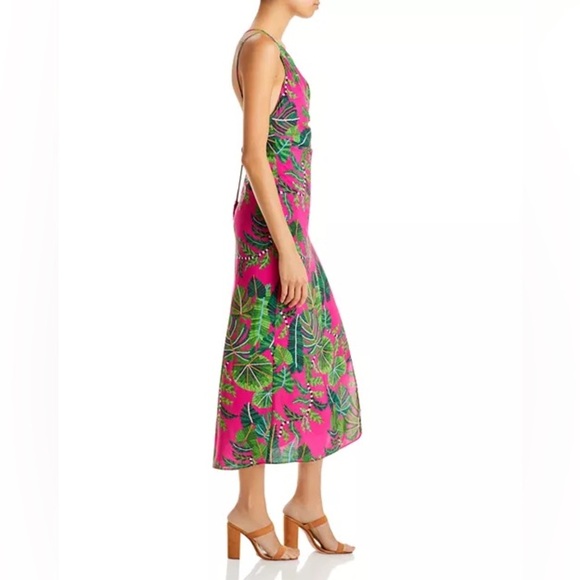 FARM Rio Leaves Asymmetric Midi Dress Size L - Picture 4 of 8